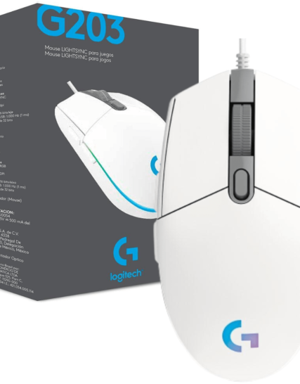 MOUSE LOGITECH GAMER G203 USB RGB WHITE