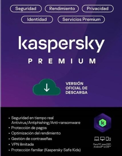 kaspersky PREMIUM  / 1 dispositivo + 1 KPM / 1 año / Renovación