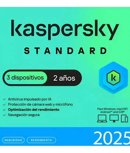 Kaspersky STANDARD  / 3 dispositivos / 2 años / base