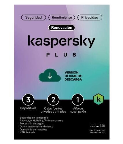 kaspersky PREMIUM  / 3 dispositivos + 2 KPM  / 1 año / Renovación