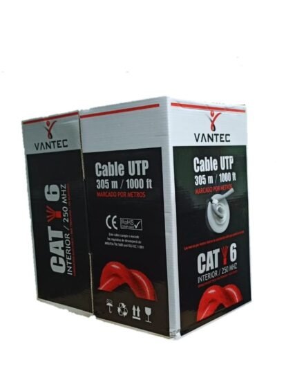 CABLE UTP VANTEC CAT6 305MT 305M 1000FP 250MHZ 4 PARES NUMERO CONDUCTORES 8 GREY CCA 60% COBRE