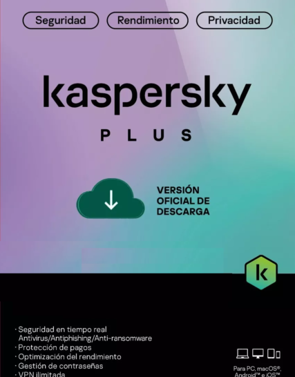 Kaspersky PLUS / 5 Dispositivos / 3 Cuentas KPM / 1 año / Renovación