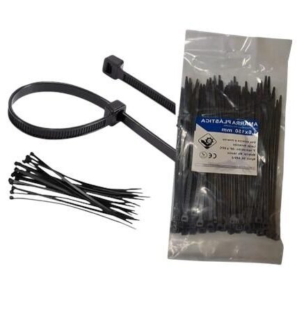 AMARRAS PLASTICAS 20CM X 2.5MM NEGRAS 100 PCS