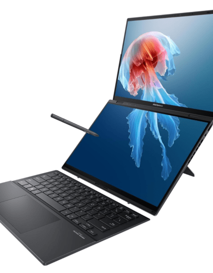 NOTEBOOK ASUS ZEMBOOK DUO UX8406MA-SH96T INTEL ULTRA 9 185H SSD: 1TB PCIEG4/ MEMORIA RAM 16GB DDR5 WLAN: WIFI 6E (11AX) 2.2_WW+BT USB 3.2 INGLES WINDOWS 11 HOME INKWELL GREY PANTALLA 14" OLED WUXGA  BEND GL TP